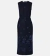 Erdem Floral Denim Midi Dress In Blue