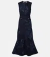 Erdem Floral-print Denim Sleeveless Flute Midi Dress In Blue