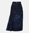 ERDEM FLORAL DENIM MIDI SKIRT