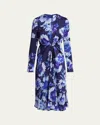 Erdem Midikleid Mit Drapiertem Ausschnitt In Troubridge Floral Indigo