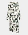 Erdem Draped Stretch-cady Midi Dress In Violetta Etching Win