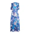 Erdem Floral Draped Midi Dress In Blue