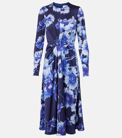 ERDEM FLORAL DRAPED MIDI DRESS