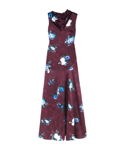 Erdem Asymmetric Cutout Floral-print Duchesse-satin Gown In Animal Print