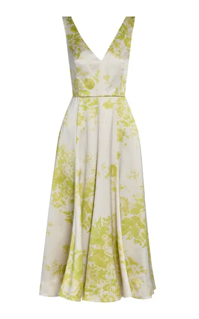 Erdem Floral Duchess Midi Dress In Multi