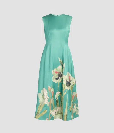 Erdem Floral Duchess Sleeveless Midi Dress In Blue