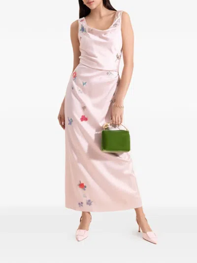 Erdem Floral-embellished Cowl-neck Dress In Multi