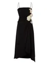 Erdem Floral-embellished Draped Maxi Dress In Black