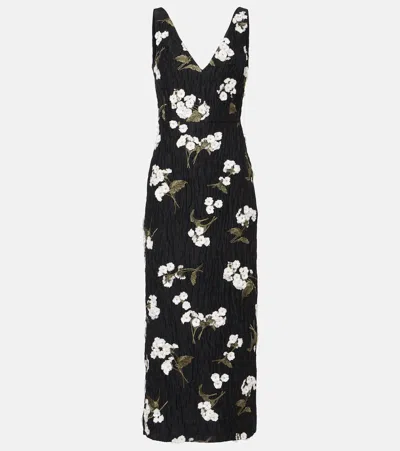 ERDEM FLORAL EMBELLISHED JACQUARD COCKTAIL DRESS