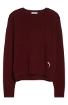 Erdem Floral Embroidered Cashmere Sweater In Burgundy