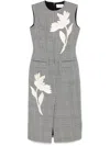 ERDEM FLORAL-EMBROIDERED CHECKED MAXI DRESS