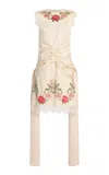 Erdem Floral Embroidered Lace Knee-length Dress In White