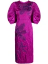 Erdem Sandrine Bow-detailed Appliquéd Textured-satin Midi Dress In Violett