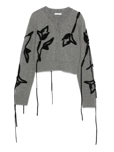 ERDEM FLORAL-EMBROIDERED TIE-DETAIL CARDIGAN