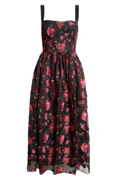 Erdem Floral Fil Coupé Cocktail Dress In Black