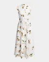 ERDEM FLORAL FIT-FLARED MIDI DRESS