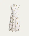 Erdem Floral Print Flared Midi Dress In Elena Garden White