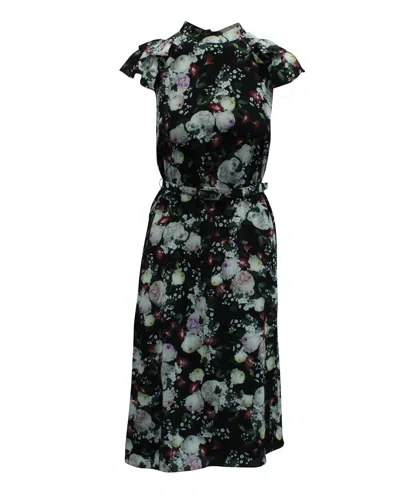 Erdem Floral Fitted Dress In Black Silk