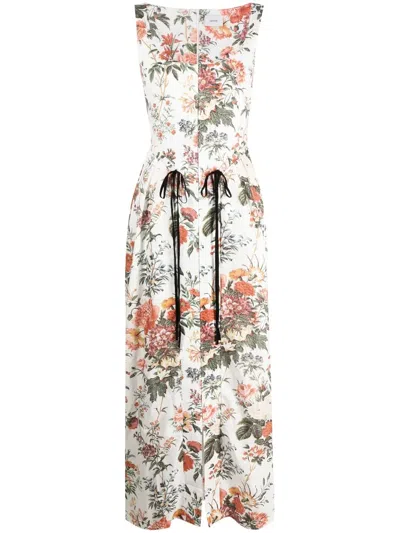 Erdem Floral Full Dress In Grün