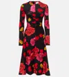 Erdem Floral Gathered Midi Dress In Black