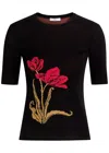 Erdem Floral-jacquard Knitted T-shirt In Black
