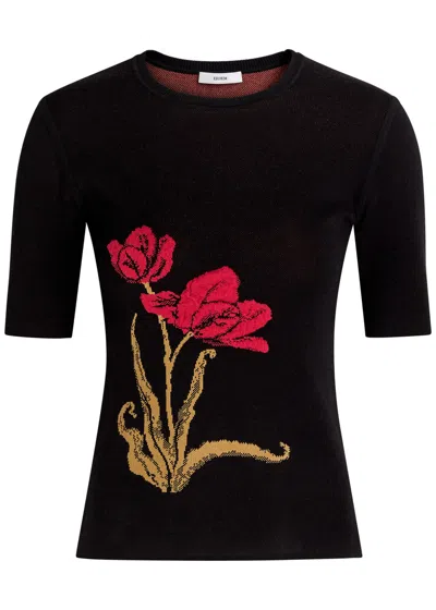 ERDEM ERDEM FLORAL-INTARSIA KNIT T-SHIRT