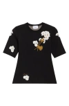 Erdem Embroidered Knit Top In Elena Garden Black