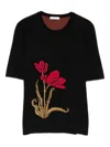 Erdem Floral-jacquard Knitted T-shirt In Black