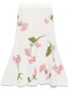 Erdem Embroidered Knit Jacquard Midi Skirt In White