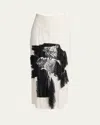 Erdem Printed Pencil Skirt In Black  Offwhite