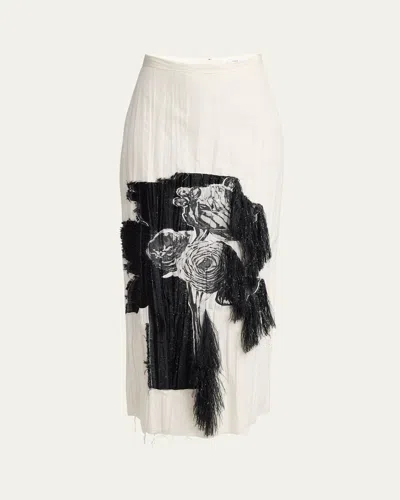 ERDEM FLORAL JACQUARD PLEATED MIDI SKIRT