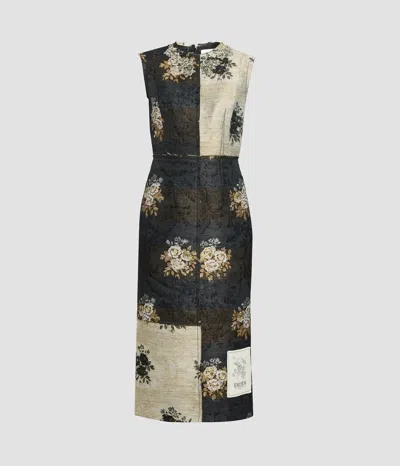 Erdem Floral Jacquard Sleeveless Midi Dress In Black