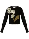 Erdem Embroidered Knit Merino Wool Sweater In Black