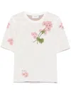 Erdem Embroidered Knit Jacquard Top In Weiss
