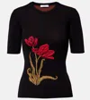 Erdem Floral-jacquard Knitted T-shirt In Black