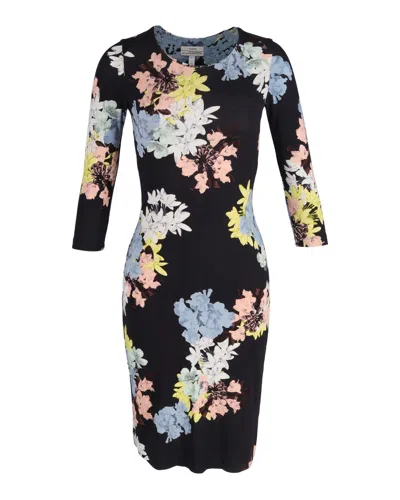 Pre-owned Erdem Floral Jersey Midi Dress In Black Cotton In Multi