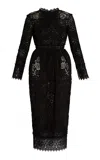 Erdem Floral Lace Midi Cocktail Dress In Black