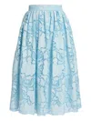 Erdem Floral-lace Midi Skirt - Women's - Polyester/cotton In Blue