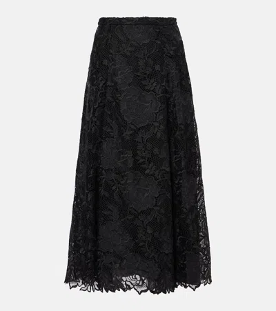Erdem Guipure-lace Midi Skirt In Black