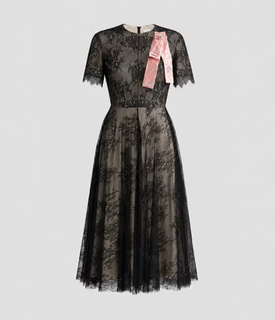 Erdem Floral Lace Short Sleeve Midi Dress