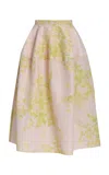 Erdem Floral Linen-chine Midi Skirt In Neutral