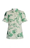 Erdem Floral Linen Chine Top In Multi