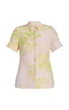 Erdem Floral Linen-chine Top In Multi
