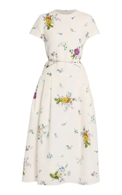 Erdem Floral Matelasse Maxi Dress In White