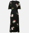 Erdem Floral Midi Dress In Black
