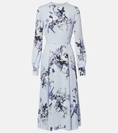 Erdem Floral Midi Dress In Blue