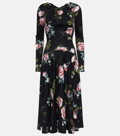Erdem Floral Midi Dress In Pink