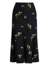 Erdem Floral Midi Skirt In Black