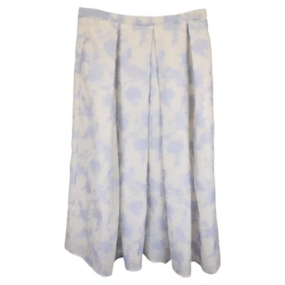 Pre-owned Erdem Floral Midi Skirt In Light Blue Cotton