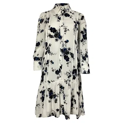 Erdem Floral Mini Dress In White Viscose